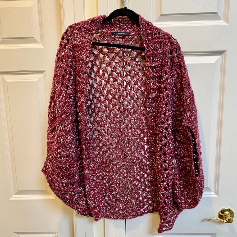 Cynthia Steffe Maroon Open-Knit Sweater